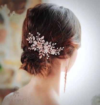 Gracelynn Rose Gold Pearl And Opal Bridal Hair Comb