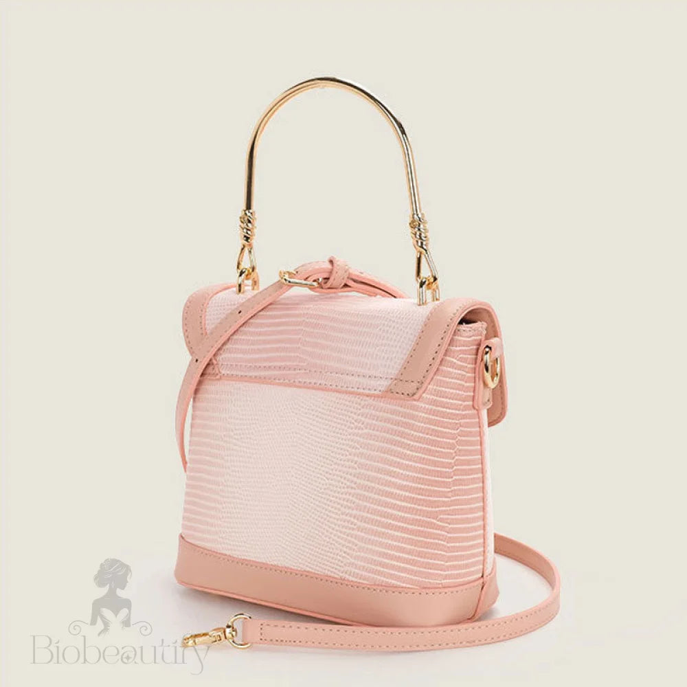 Gradient Embossed Foldover Top Handle Crossbody Bag - Pink