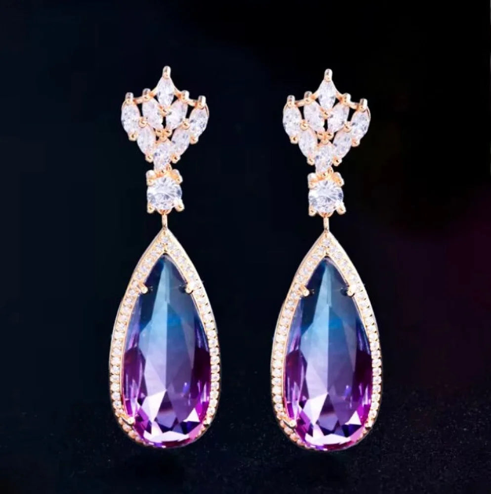 Gradient Purple Cubic Zirconia Earrings