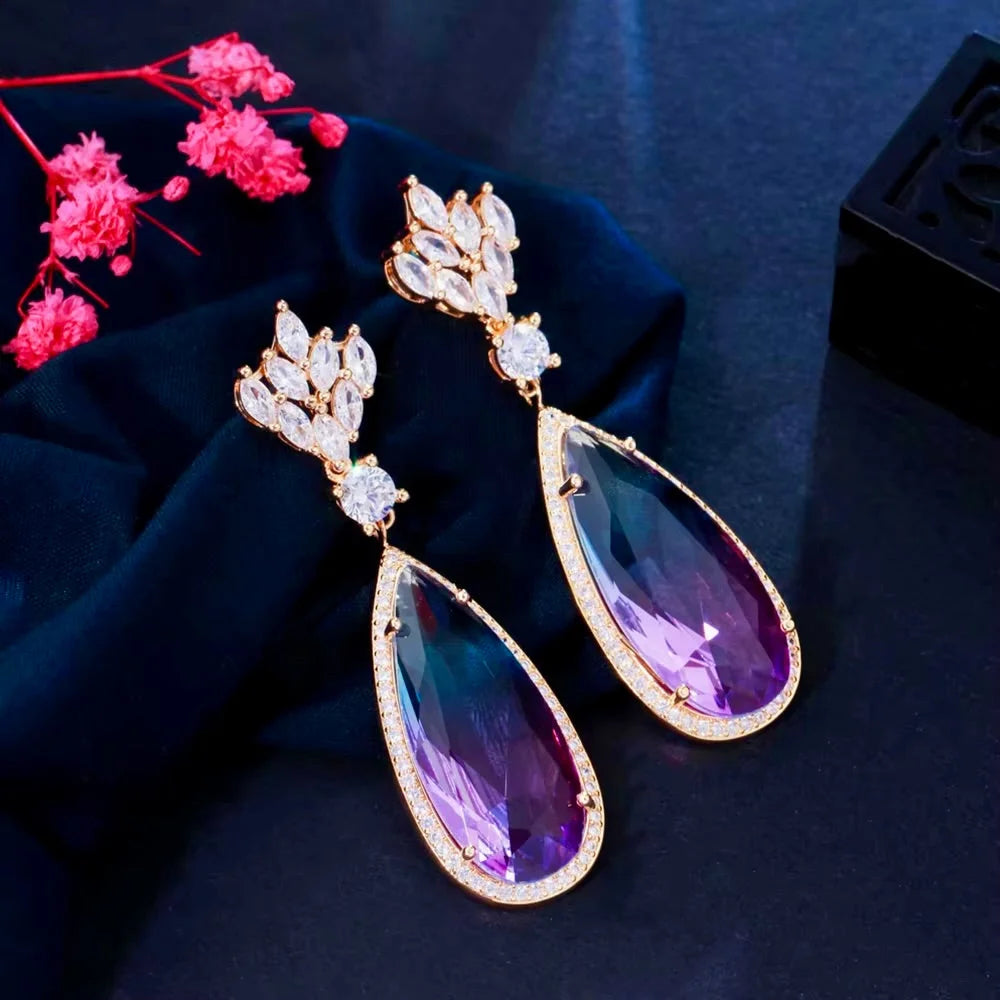 Gradient Purple Cubic Zirconia Earrings