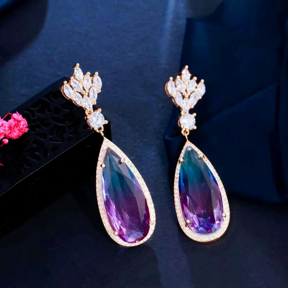 Gradient Purple Cubic Zirconia Earrings