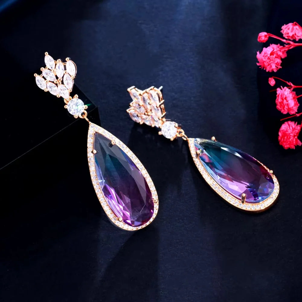 Gradient Purple Cubic Zirconia Earrings