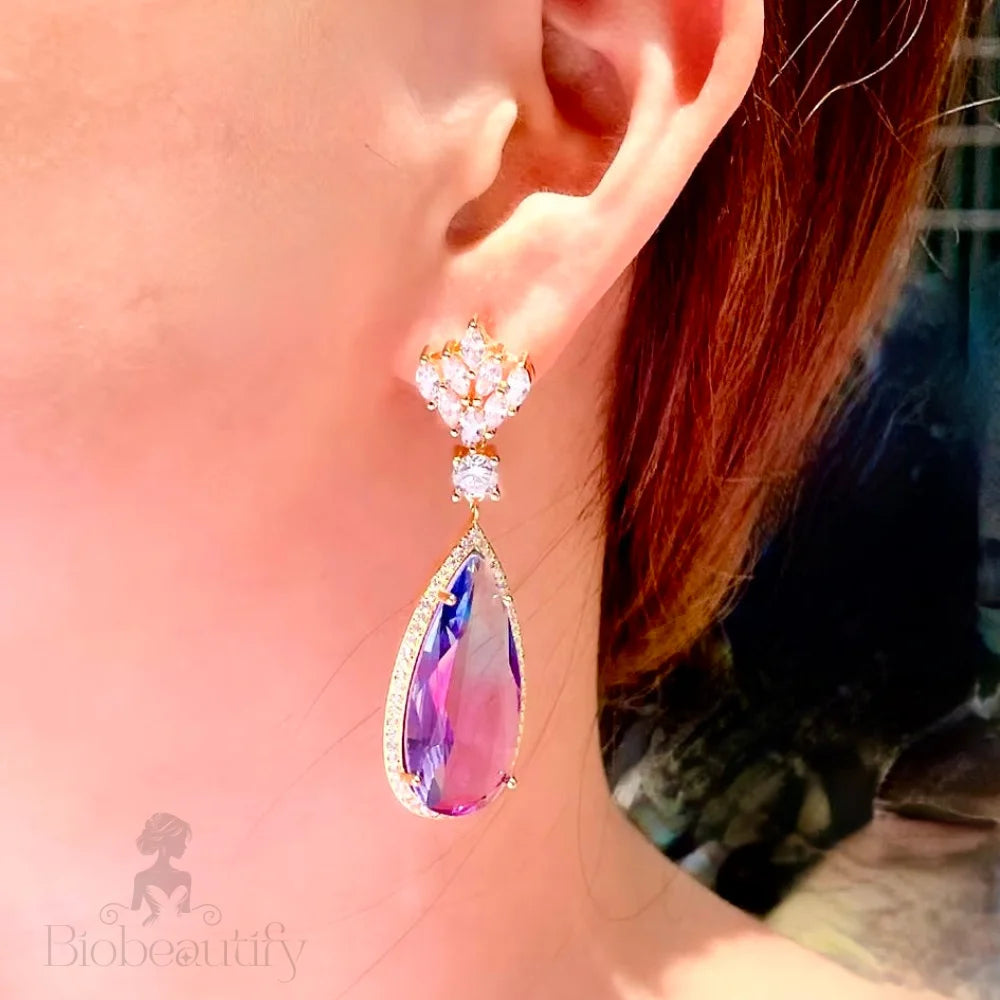 Gradient Purple Cubic Zirconia Earrings