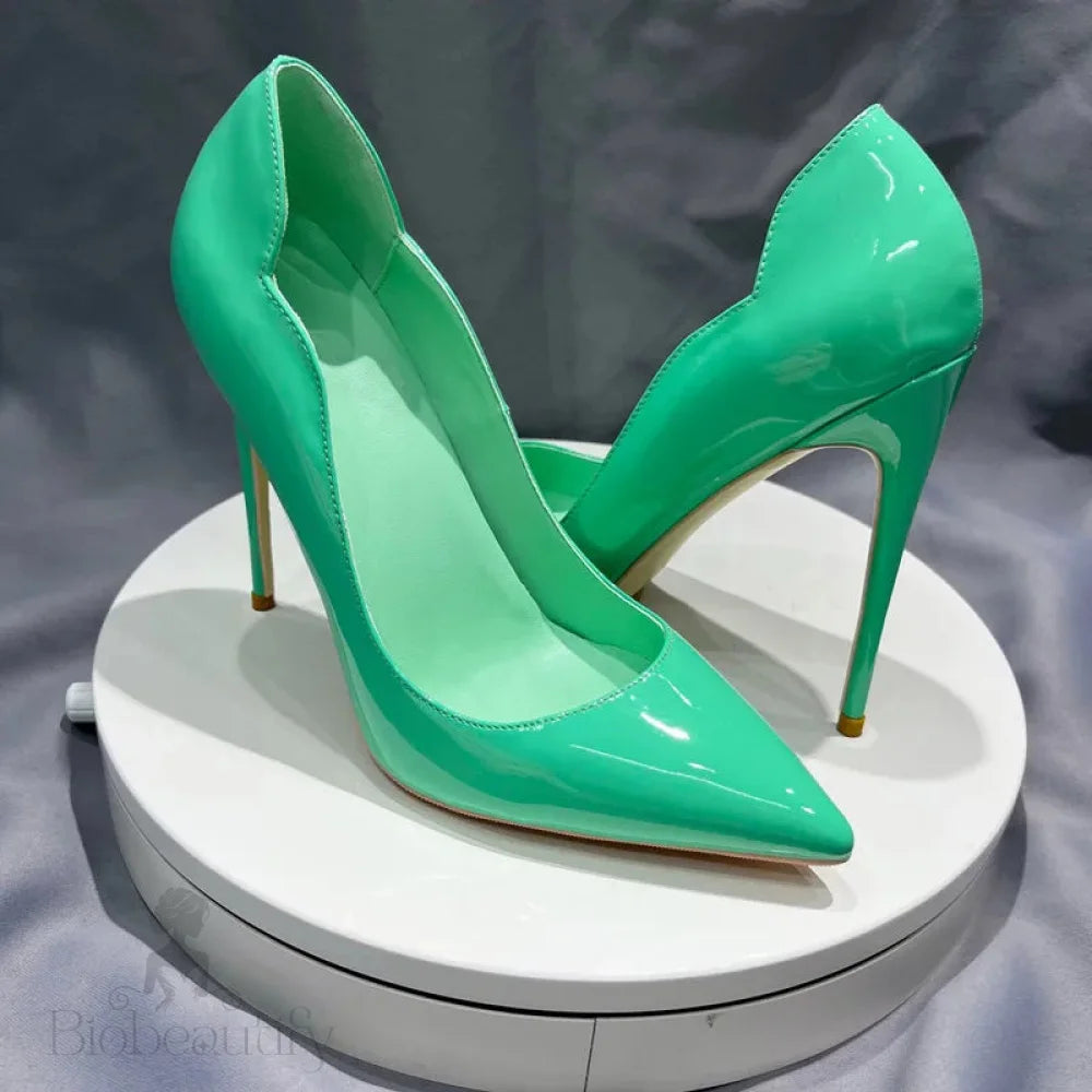 Green Patent Pointy Toe High Heel Dress Shoes