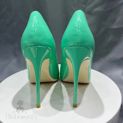 Green Patent Pointy Toe High Heel Dress Shoes