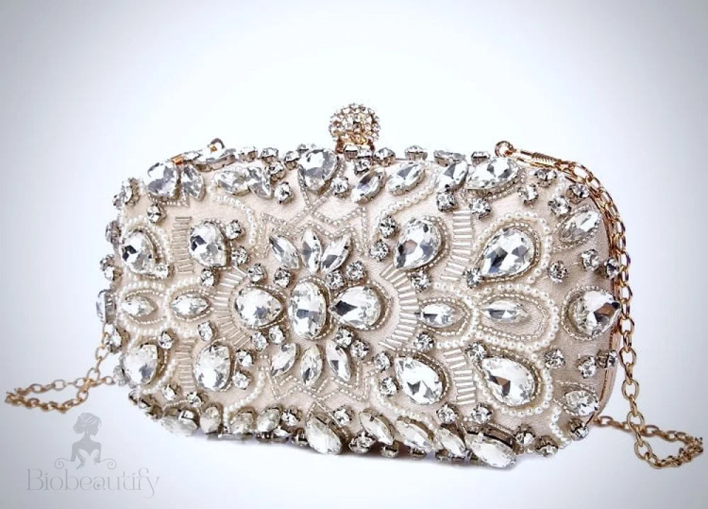 Greta Champagne Bridal Clutch Handbag