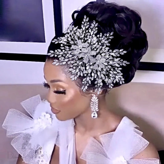 Gretchen Silver Crystal Bridal Headpiece