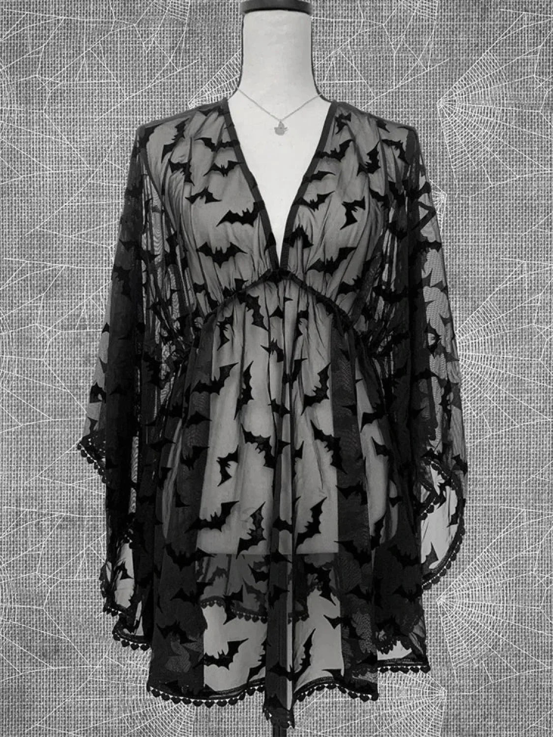 Grunge Chiffon Bat Club Black Through Aesthetic Graphic Lace See E Girls Goth Night Dress