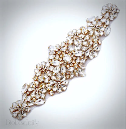 Gwen Crystal Bridal Belt In Yellow Gold Rose Silver