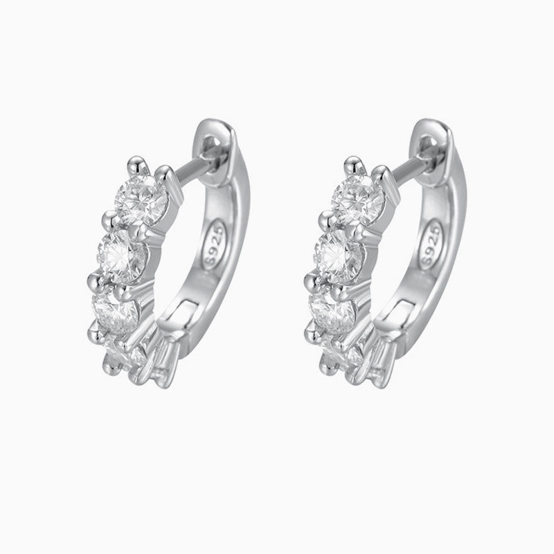 3Mm Moissanite Sterling Silver Hinge Huggie Earrings / One Size