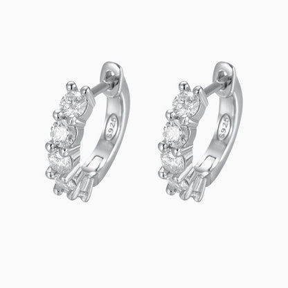 3Mm Moissanite Sterling Silver Hinge Huggie Earrings / One Size