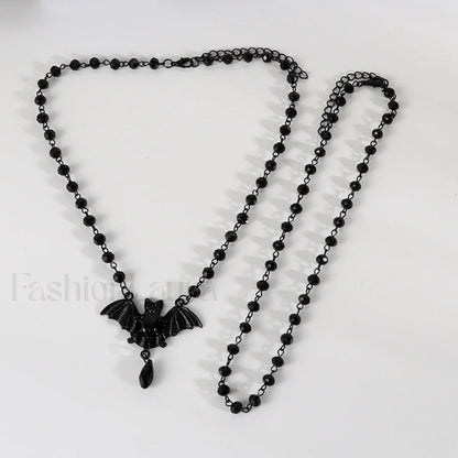 Halloween Gift Black Bat Pendant Necklace BLACK