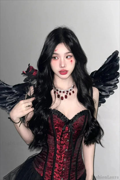 Halloween Gothic Corset Dress Red / One Size
