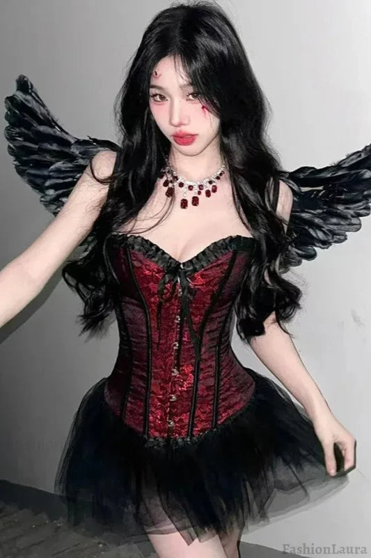 Halloween Gothic Corset Dress Red / One Size