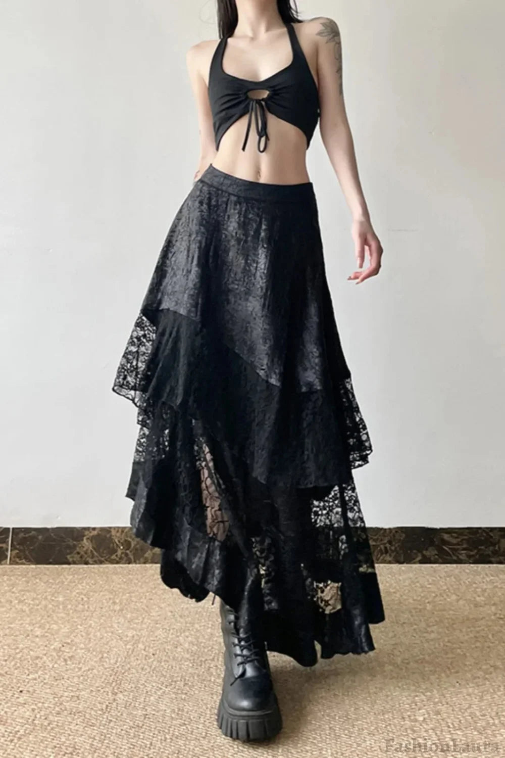 Halloween Gothic Lace Skirt Black / S