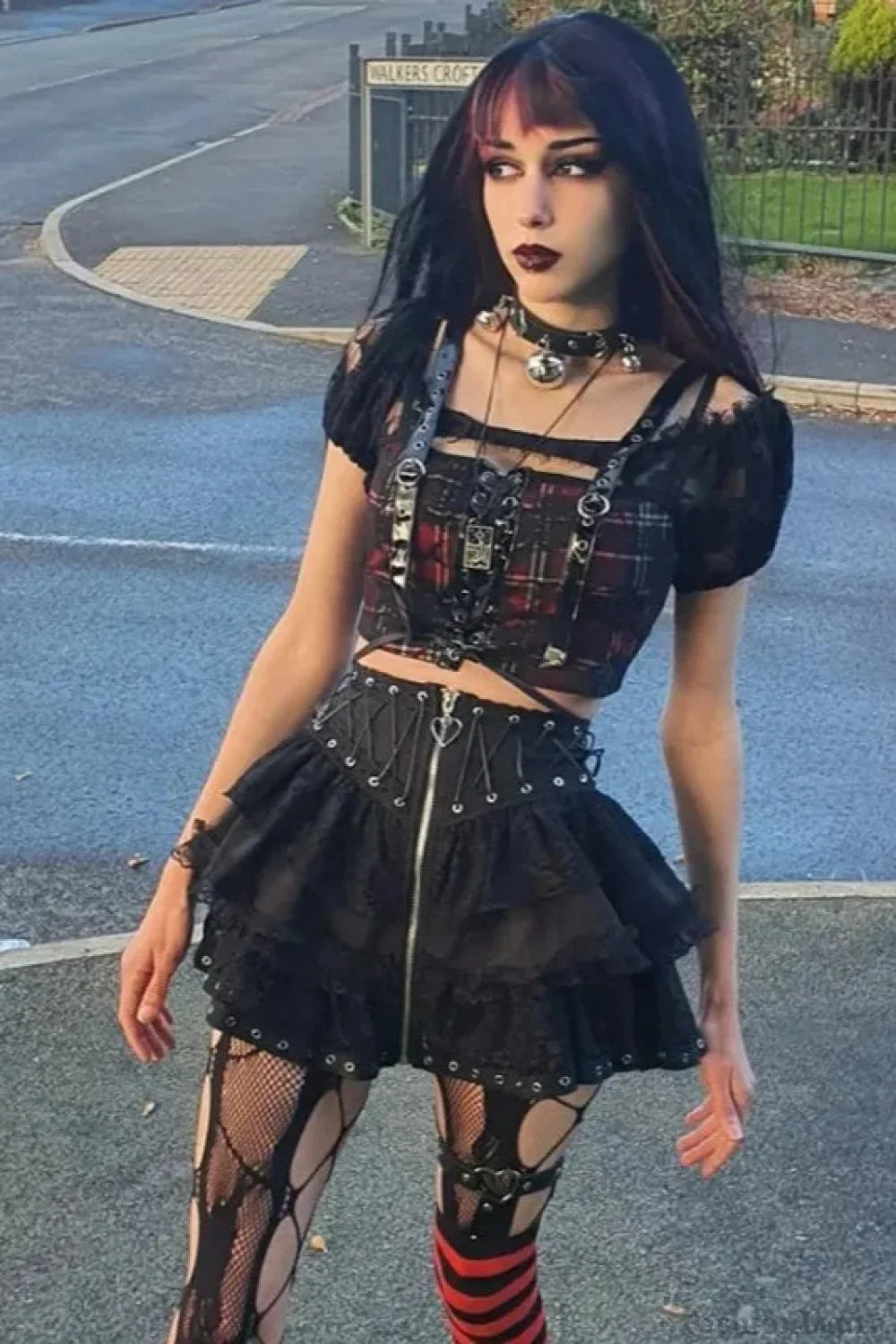 Halloween Gothic Punk High Waist Zipper Mini Skirt