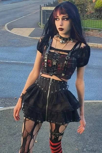 Halloween Gothic Punk High Waist Zipper Mini Skirt