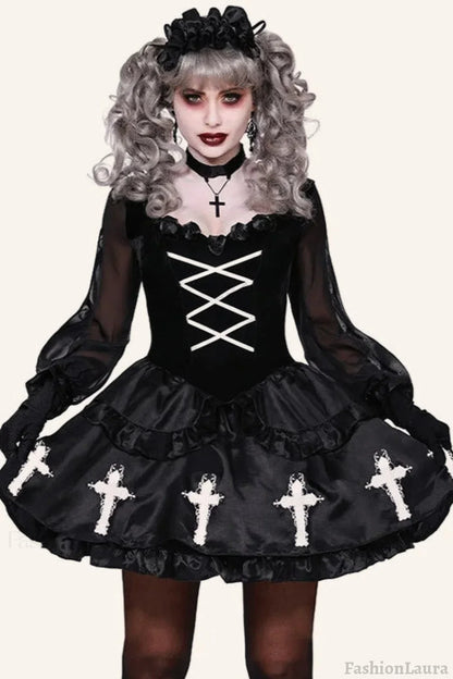 HalloweenEvil Circus Clown Dress Black / M