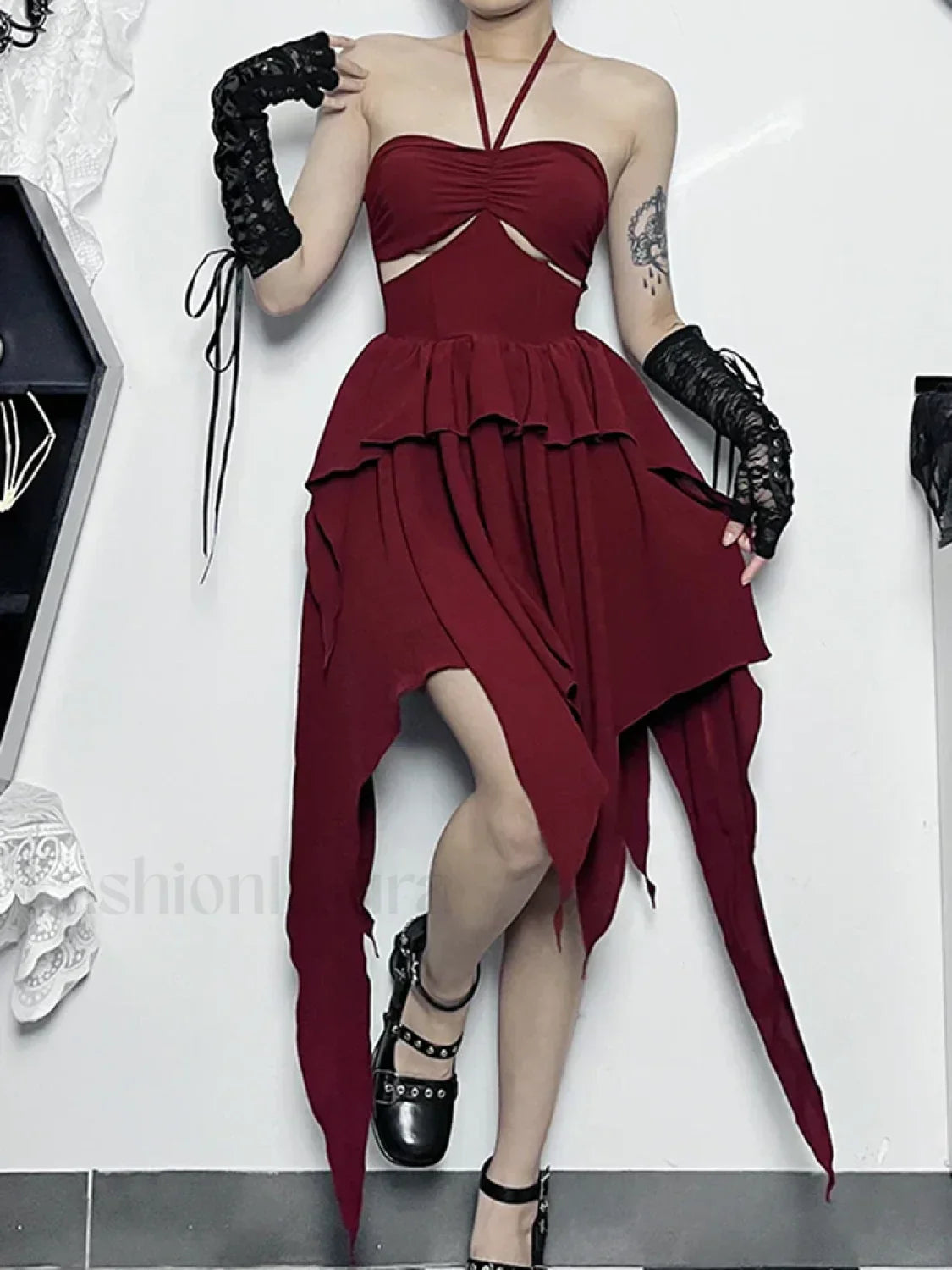 Halter Bodycon Sleeveless Party Hem Mini Cocktail Ruched Neck A Line Sexy Asymmetrical Dress