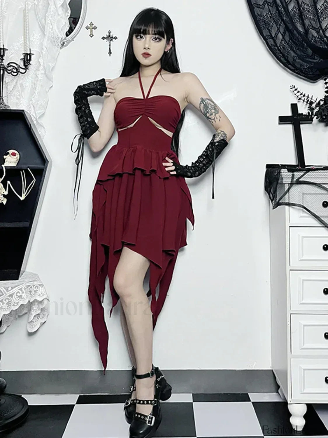 Halter Bodycon Sleeveless Party Hem Mini Cocktail Ruched Neck A Line Sexy Asymmetrical Dress