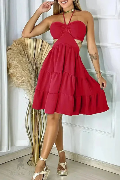 Halter Hollow Mini Dress