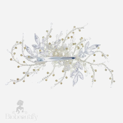 Handcrafted Floral Hair Clip For Weddings With Austrian Crystals