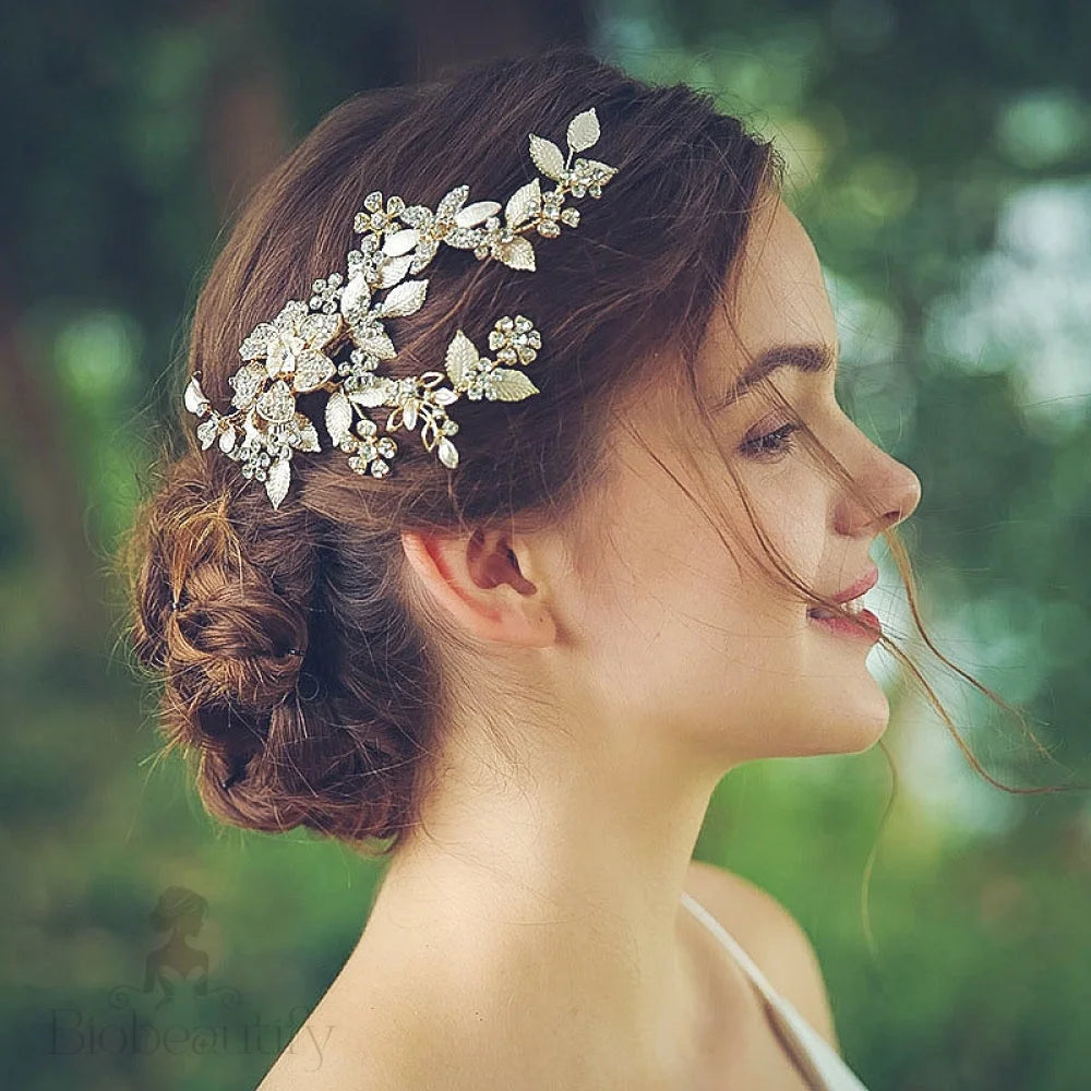 Handmade Gold Wedding Hair Clip Comb With Austrian Crystals By Rosannah