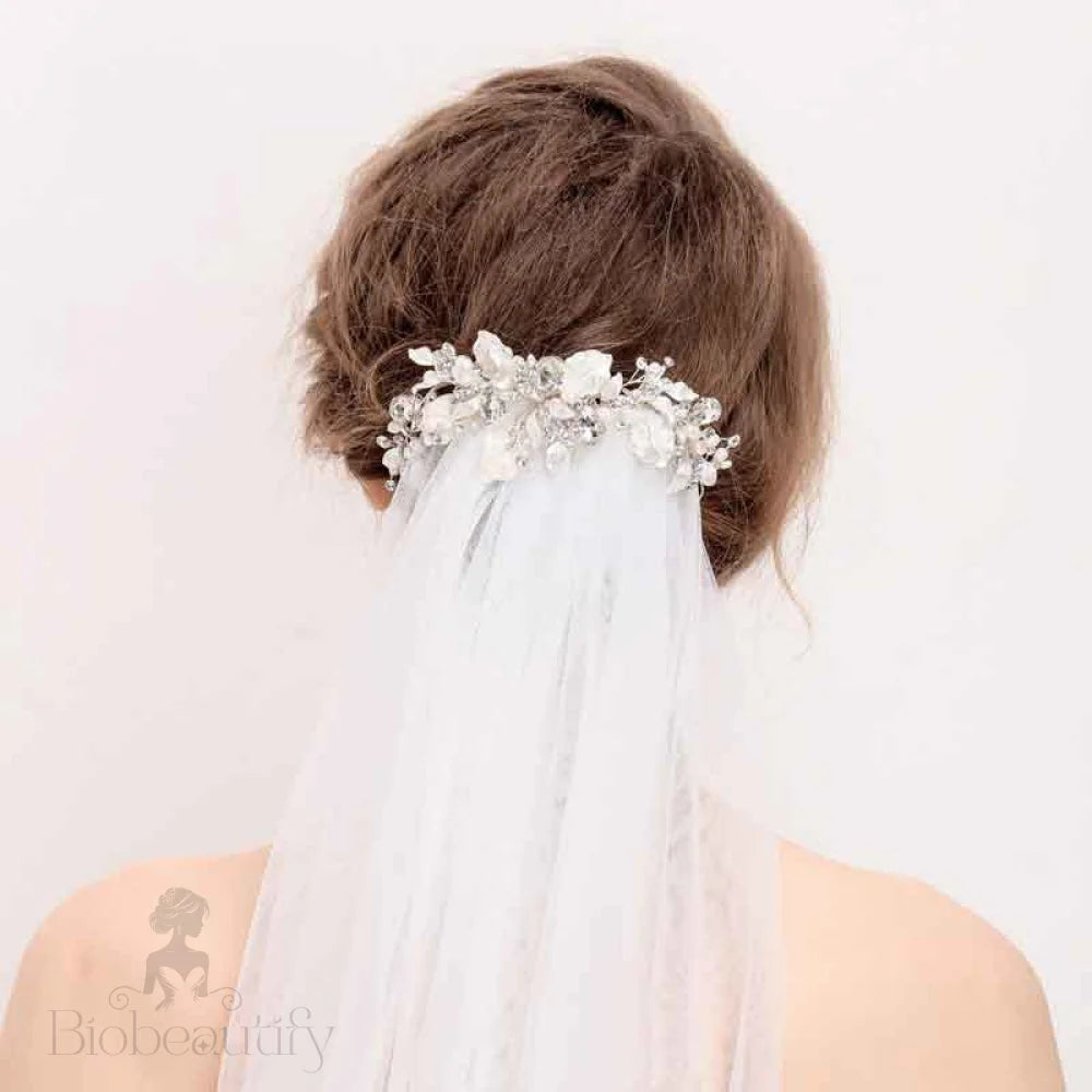 Handmade Silver Bridal Hair Clip With Austrian Crystals And Pearl