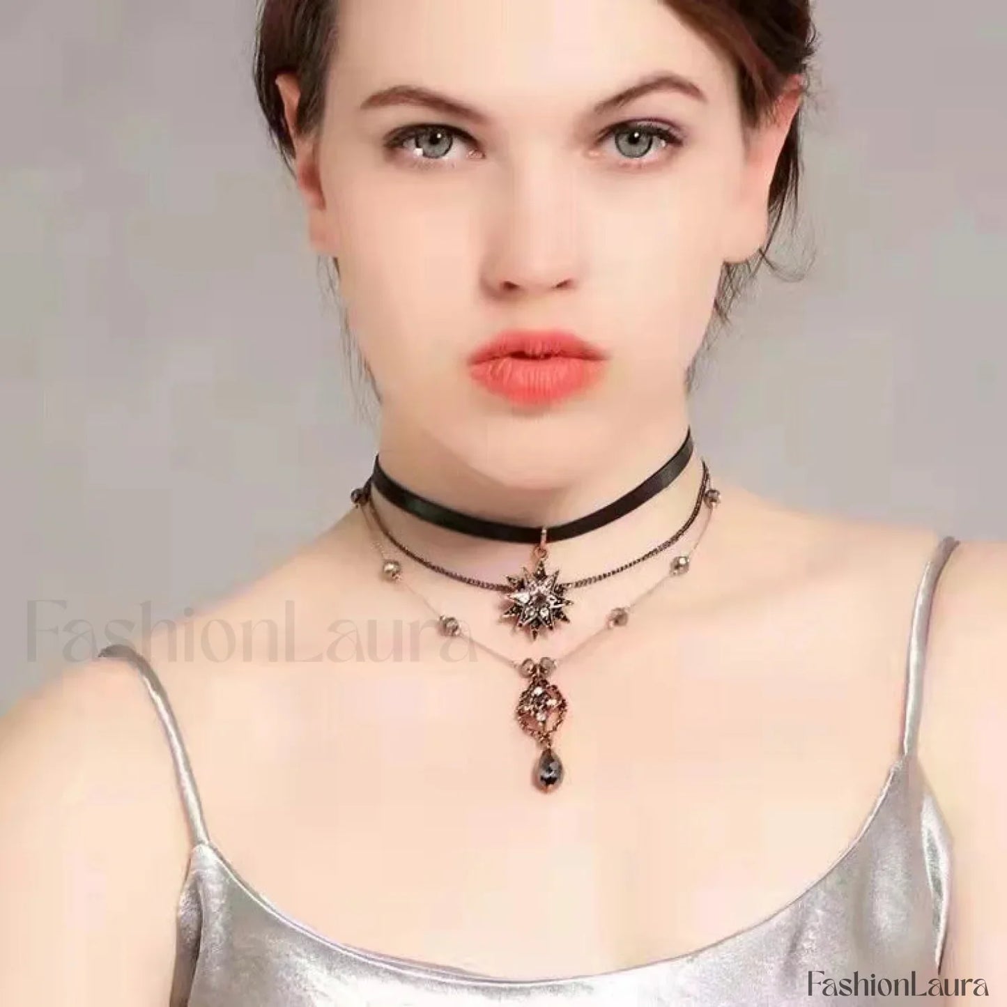 Harajuku Dark Lolita Steam Punk Choker Necklace SILVER
