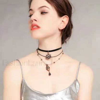 Harajuku Dark Lolita Steam Punk Choker Necklace SILVER