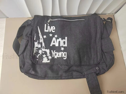Harajuku Gothic Spider Shoulder Girls Bag Rabbit Dark Spice Female Punk Metal Purses Messenger Cross Bag washed black