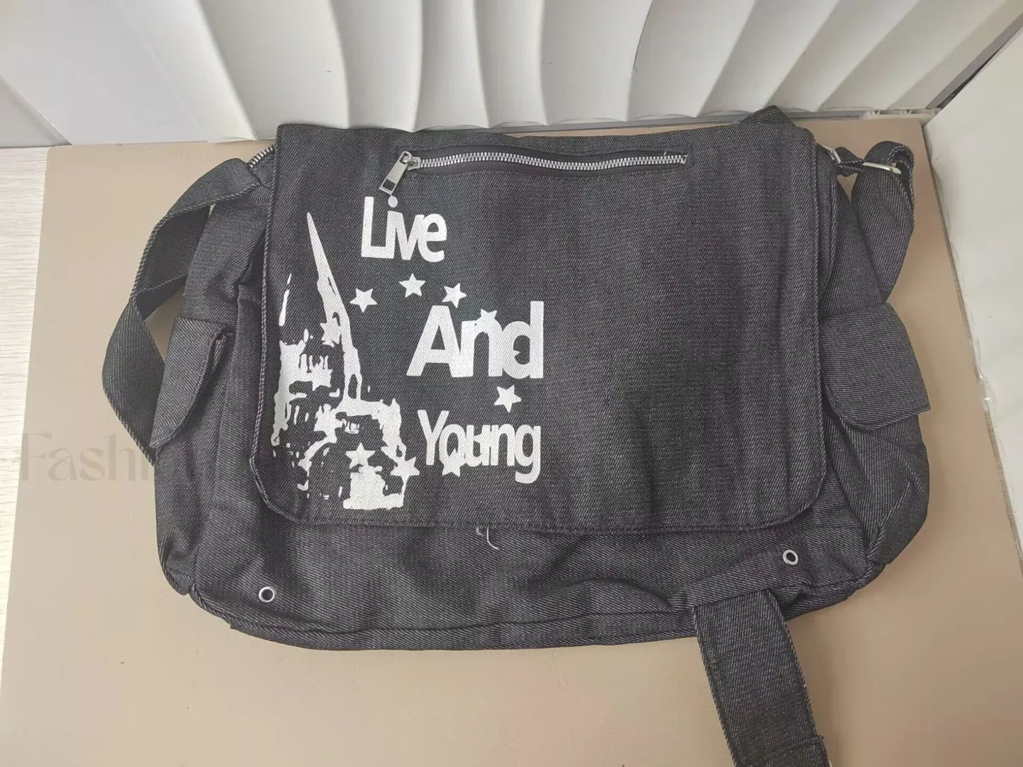Harajuku Gothic Spider Shoulder Girls Bag Rabbit Dark Spice Female Punk Metal Purses Messenger Cross Bag washed black