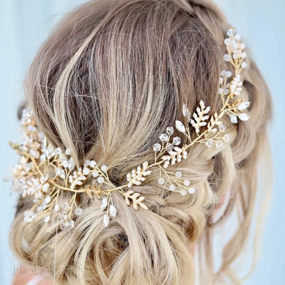 Harley Romantic Pearl Bridal Headband Gold Silver Options