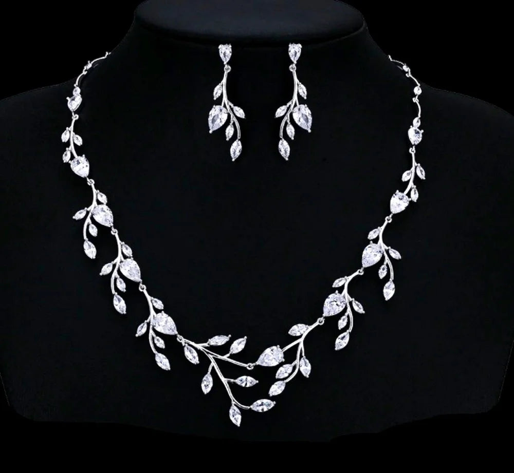 Harlow Cubic Zirconia Silver Bridal Jewelry Set