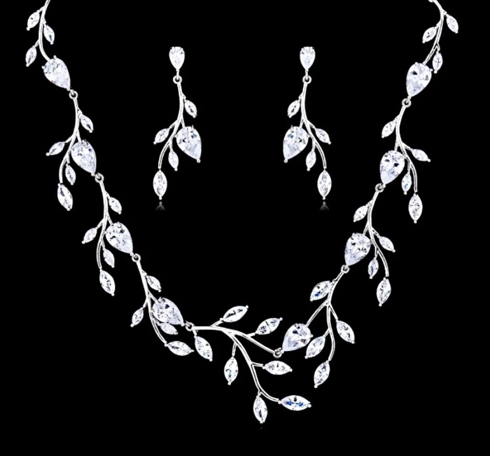 Harlow Cubic Zirconia Silver Bridal Jewelry Set