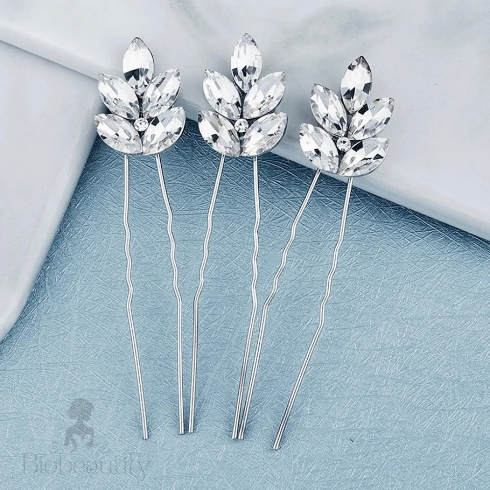 Hattie Crystal Hair Pins For Brides - Set Of 3