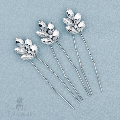 Hattie Crystal Hair Pins For Brides - Set Of 3