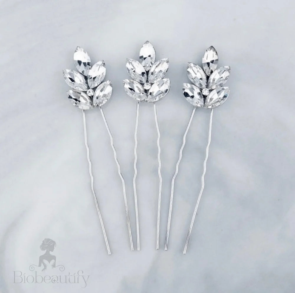 Hattie Crystal Hair Pins For Brides - Set Of 3