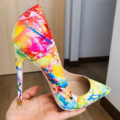 Hawaii Style Women Oil Painting Printed High Heels