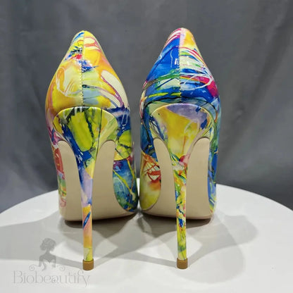 Hawaii Style Women Oil Painting Printed High Heels