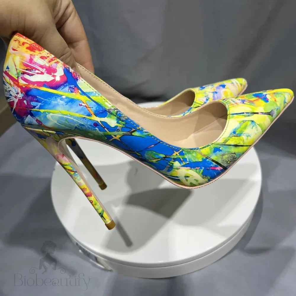 Hawaii Style Women Oil Painting Printed High Heels