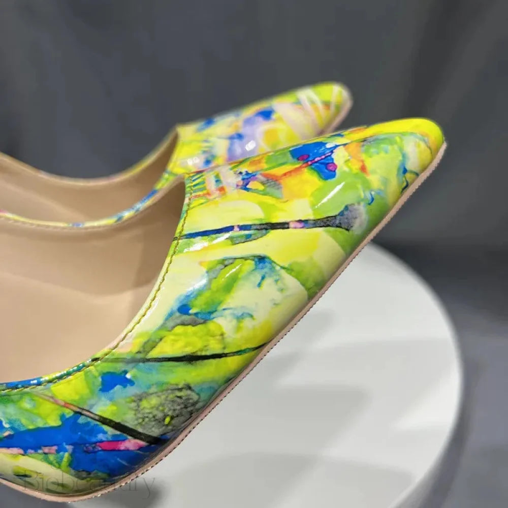 Hawaii Style Women Oil Painting Printed High Heels