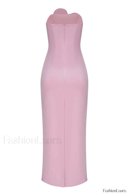 Heart Embellished Strapless Charming Cady Column Dress