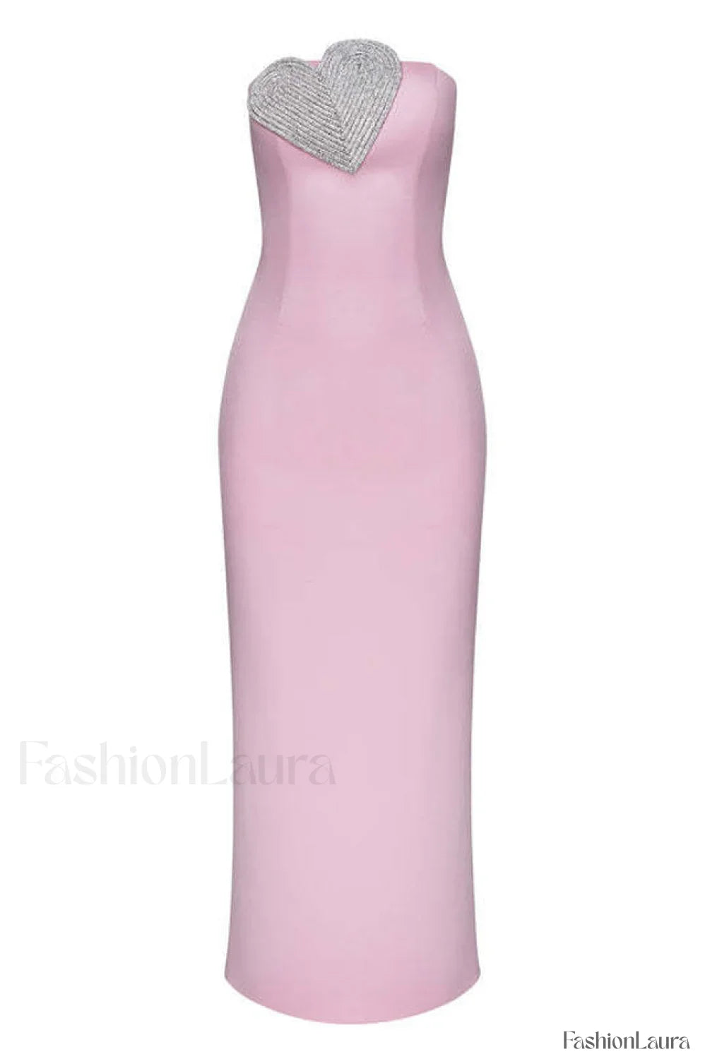 Heart Embellished Strapless Charming Cady Column Dress XS / Pink