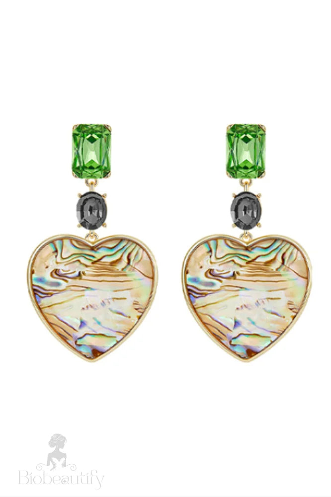 Heart Pendant Earrings With Oil Printing