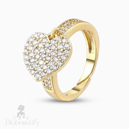 Heart Sparkle Ring Gold