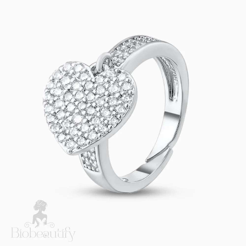 Heart Sparkle Ring Silver