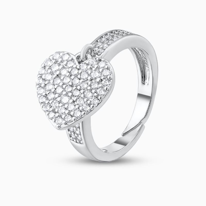 Heart Sparkle Ring Silver