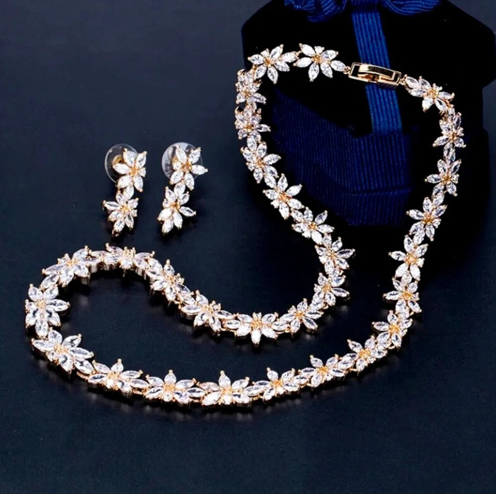 Wedding Jewelry - Cubic Zirconia Bridal Jewelry Set - Available in Silver and Gold