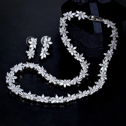 Heather Cubic Zirconia Bridal Jewelry Set In Silver And Gold